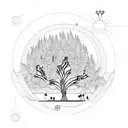 willow tree with fairies tattoo design idea