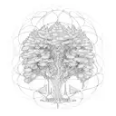 willow tree with fairies tattoo design idea