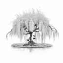 willow tree with fairies tattoo design idea