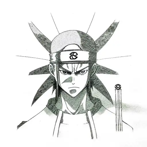 itachi uchiha from naruto forming a genjutsu of zoro from onepiece tattoo design idea