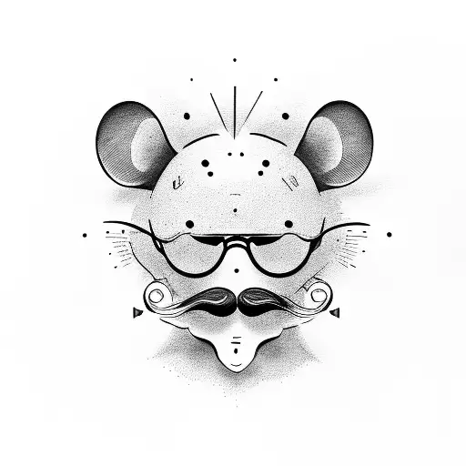 mouse with glasses and a mustache  tattoo design idea