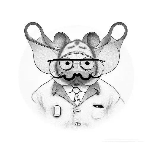 mouse with glasses and a mustache  tattoo design idea