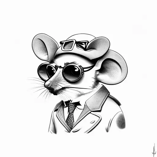mouse with glasses and a mustache  tattoo design idea