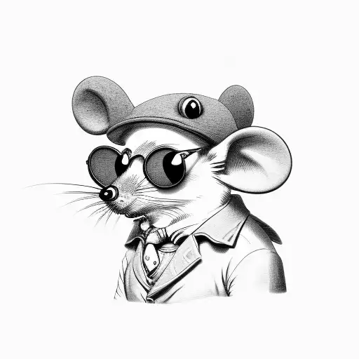 mouse with glasses and a mustache  tattoo design idea