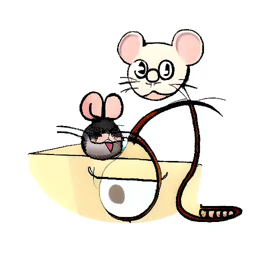 mouse with small circular glasses and whisker mustache  tattoo design idea