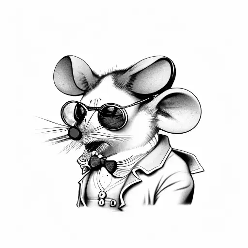 mouse with glasses and a mustache  tattoo design idea