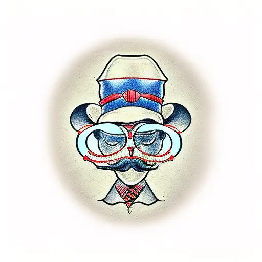 mouse professor with small circular glasses and whisker mustache  tattoo design idea