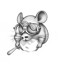 mouse professor with small circular glasses and whisker mustache  tattoo design idea