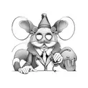 mouse professor with small circular glasses and whisker mustache  tattoo design idea