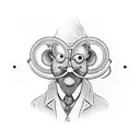 mouse professor with small circular glasses and whisker mustache  tattoo design idea
