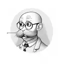 mouse professor with small circular glasses and whisker mustache  tattoo design idea