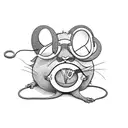 mouse professor with small circular glasses and whisker mustache  tattoo design idea