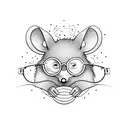 mouse with small circular glasses and whisker mustache  tattoo design idea
