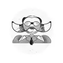 mouse with small circular glasses and whisker mustache  tattoo design idea