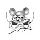 mouse with small circular glasses and whisker mustache  tattoo design idea
