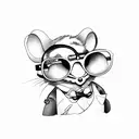 mouse with glasses and a mustache  tattoo design idea