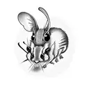 Grasshopper mouse with small circular glasses and whisker mustache  tattoo design idea