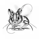Grasshopper mouse with small circular glasses and whisker mustache  tattoo design idea