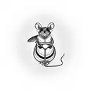 Grasshopper mouse with small circular glasses and whisker mustache  tattoo design idea