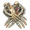 skeleton hand touching hand   tattoo design idea