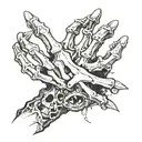 skeleton hand touching hand   tattoo design idea