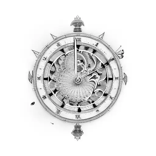 demonic grandfather clock tattoo design idea