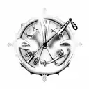 demonic grandfather clock tattoo design idea