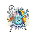 guitar paul and tab tattoo design idea