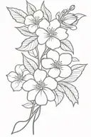 primrose flower, violet, rose, honeysuckle flowers tattoo design idea