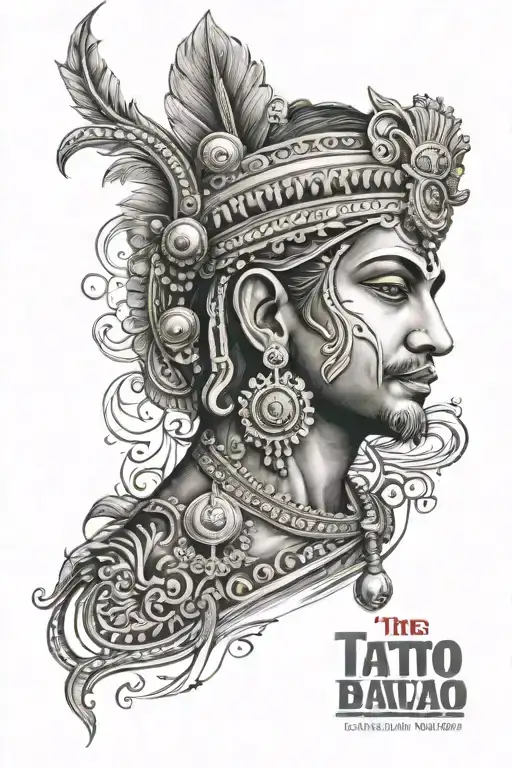 the tattoo with SANJAY name along mobile repair log with lord Balaji  tattoo design idea