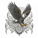 bald eagle wings spread upwards tattoo design idea