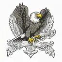 bald eagle wings spread upwards tattoo design idea