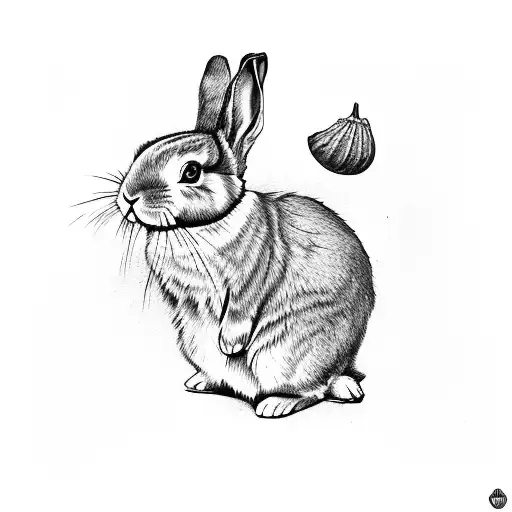 Bunny is holding an almond with an old school tattoo theme tattoo design idea