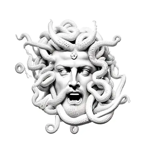 Medusa, Zeus, rose, Wind  tattoo design idea