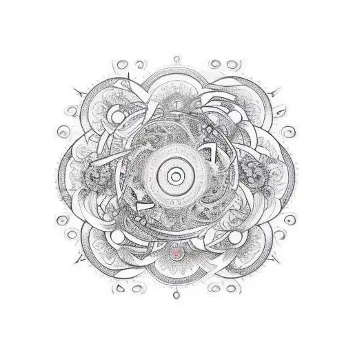 lines that cover front and back arm that go in a spiral but not simetrical with fishes and flowers tattoo design idea