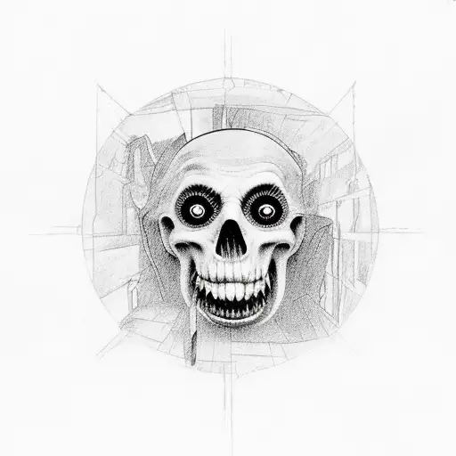 A movie reel unraveling with scenes from classic horror films tattoo design idea