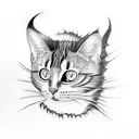 A tattoo design of Tim Burton-inspired cats in a spooky forest tattoo design idea