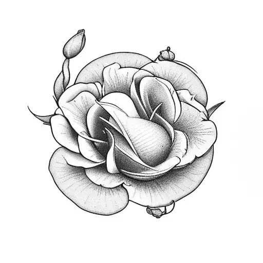fechamento de perna, várias flores com caula como flores num vaso, lirios, hibiscos e flor de laranjeira e alguns ramos tattoo design idea