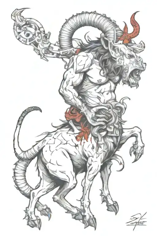 capricorn devil tattoo design idea