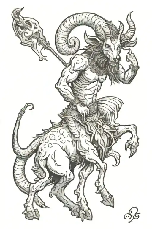 capricorn devil tattoo design idea