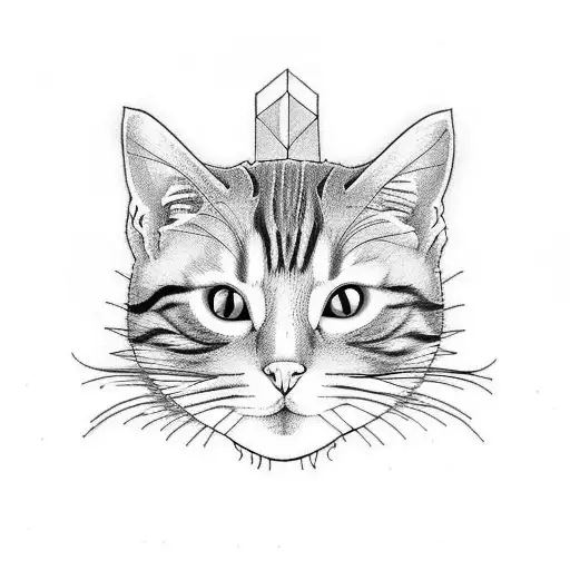 outline cat tattoo design idea