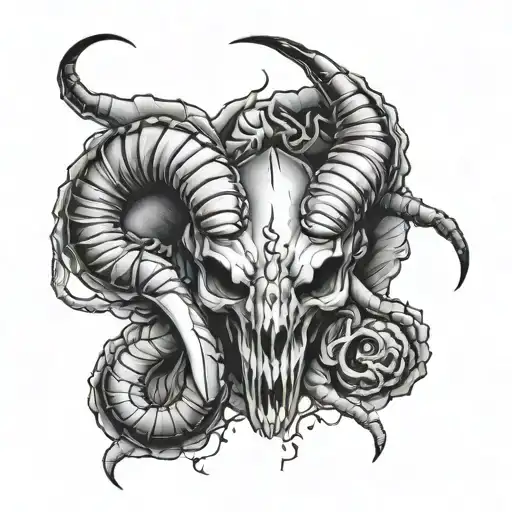 weatern tattoo containing ram skull and scorpion tattoo design idea