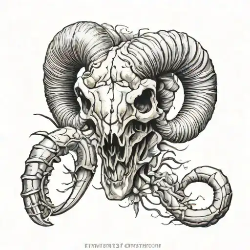 ram skull and scorpion tattoo design idea