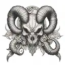 ram skull and scorpion tattoo design idea