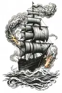 vikings boat on fire tattoo design idea