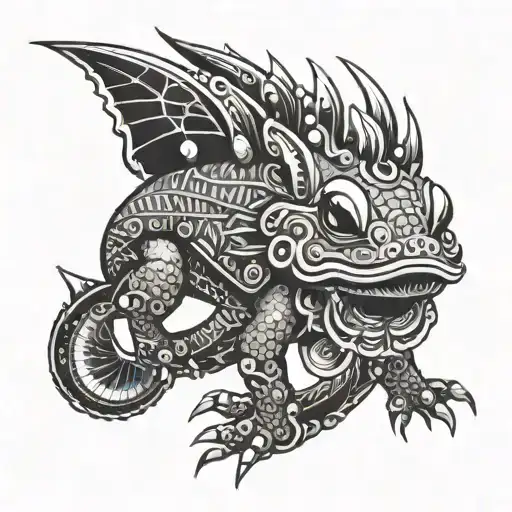 aztec axolotl tattoo design idea