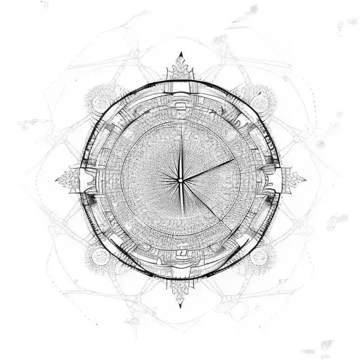 watches and time in geometric patterns, fractals tattoo design idea