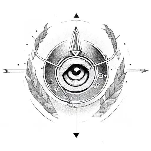 Camera with two arrows and eye of horus  tattoo design idea