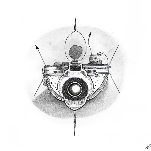 Camera with two arrows and eye of horus  tattoo design idea