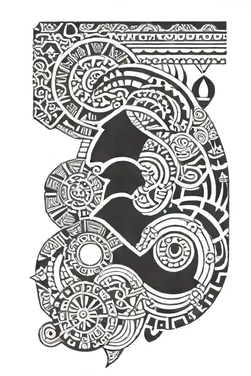 Polynesian inspired with xhosa patterns tattoo design idea